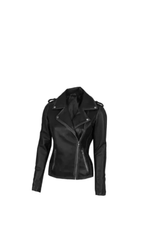Womens Black Leather Motorcycle Jacket