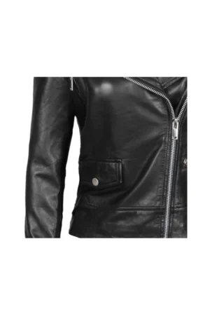 Women’s Black Asymmetrical Black Motorcycle Jacket