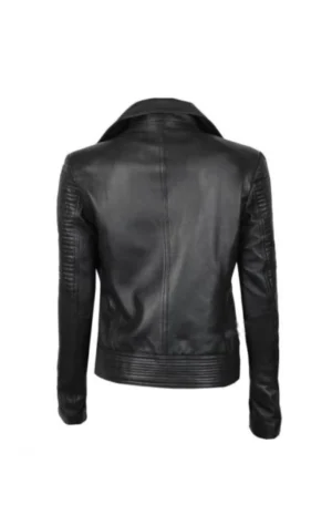 Womens Asymmetrical Quilted Moto Leather Jacket