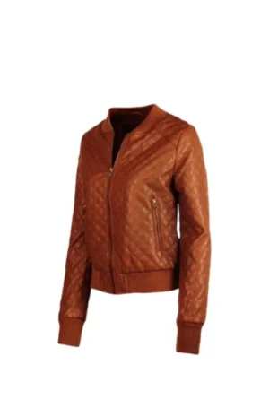 Women’s Quilted Brown Leather Jacket