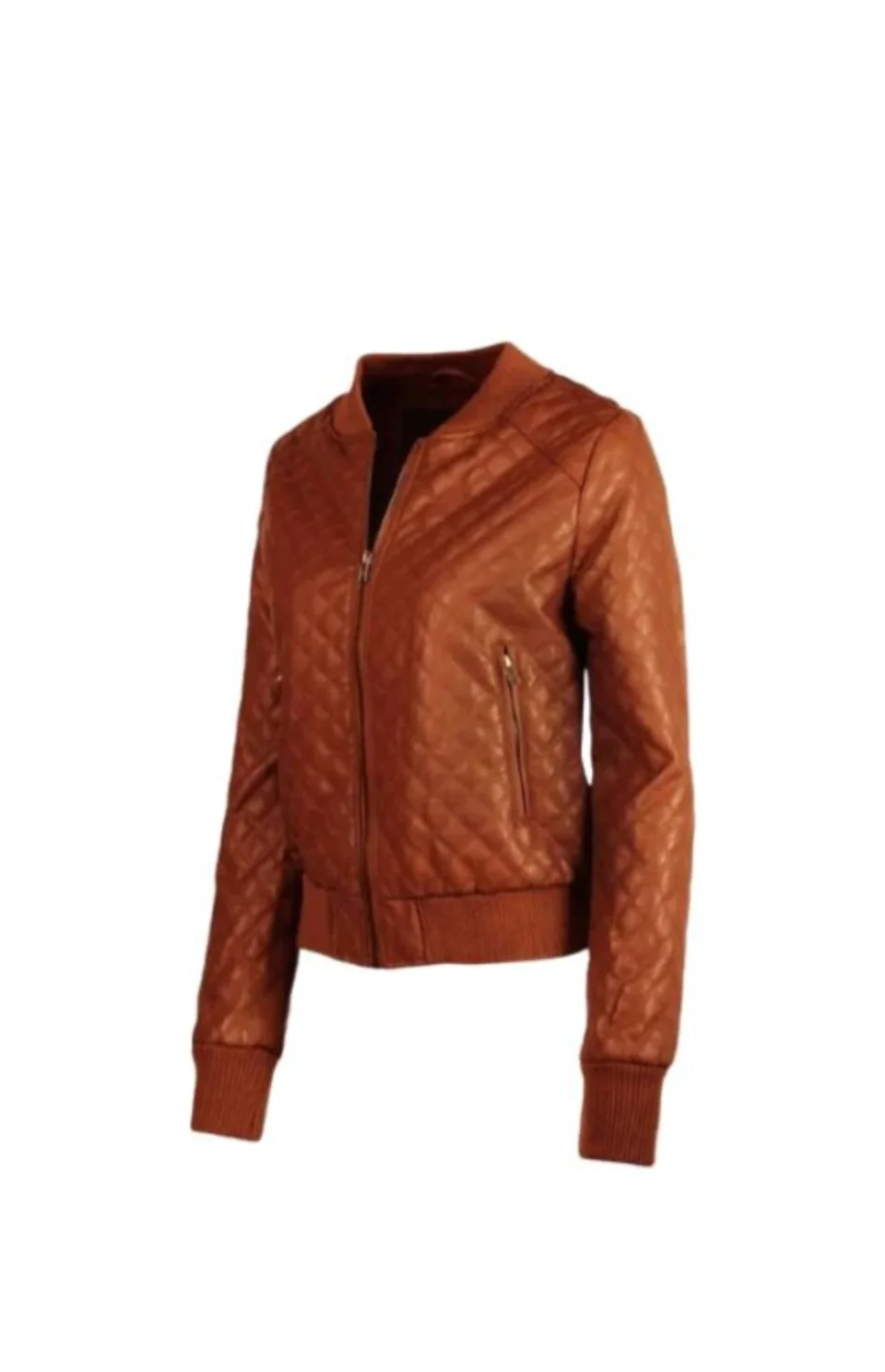Women’s Quilted Brown Leather Jacket
