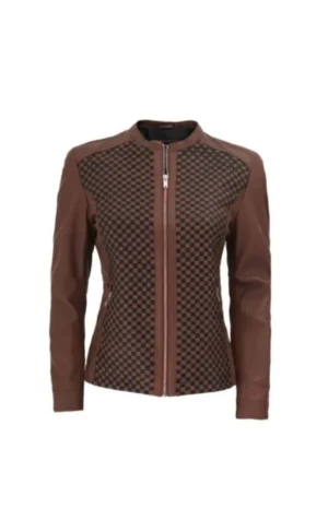 Women’s Maude Textured Brown Leather Jacket