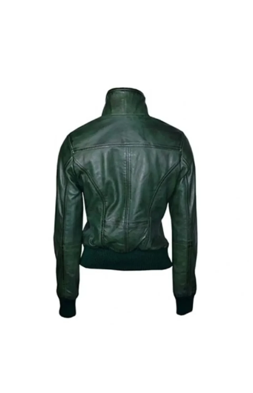 Women’s Green Bomber Leather Jacket