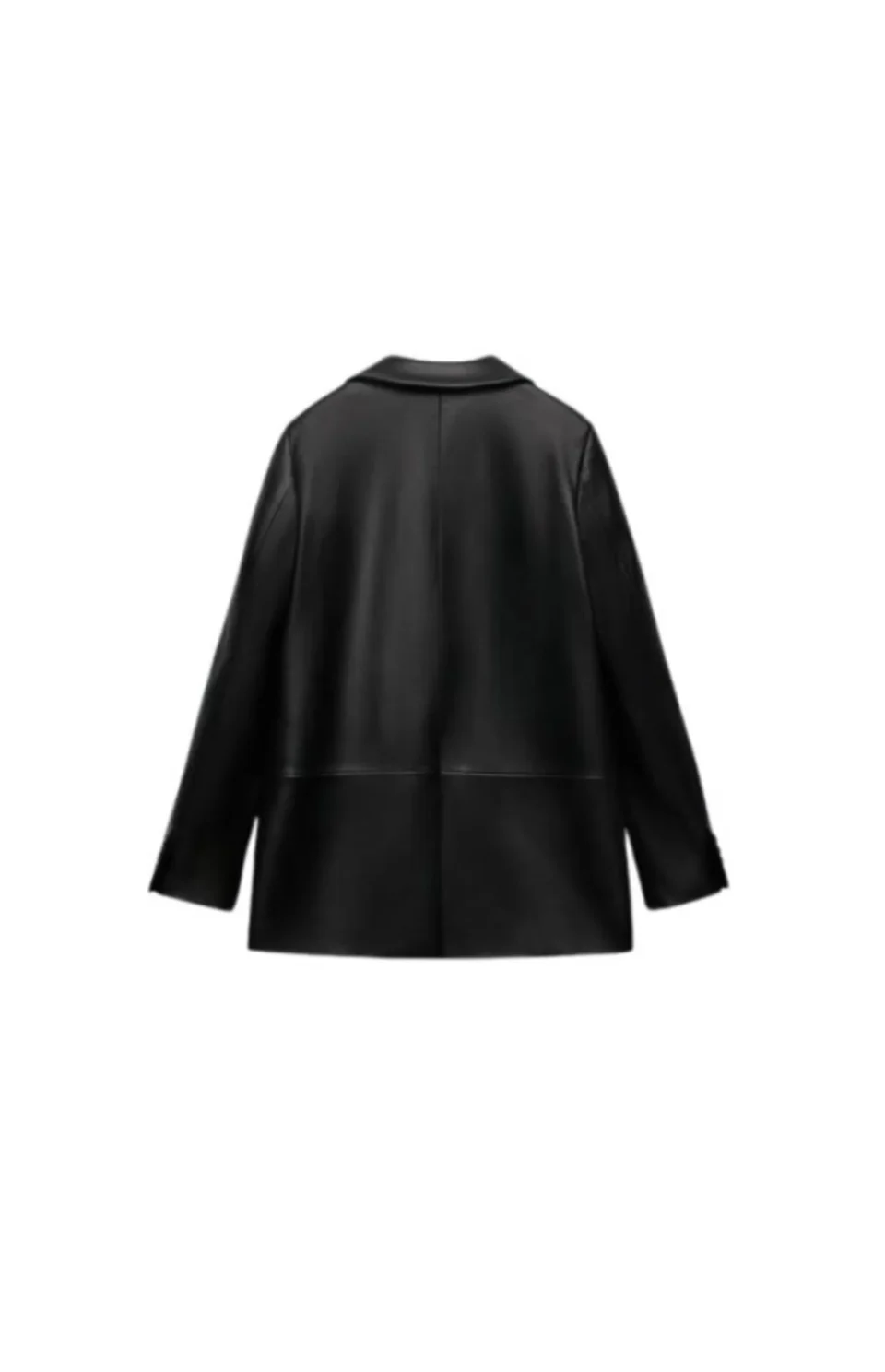 Women Black Oversized Leather Coat Blazer