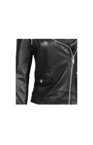 Women’s Black Asymmetrical Black Motorcycle Jacket