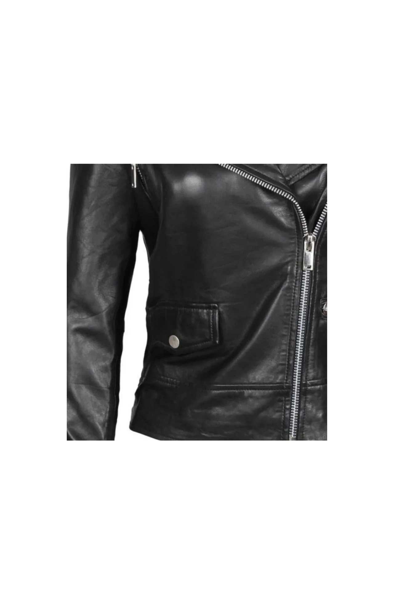Women’s Black Asymmetrical Black Motorcycle Jacket