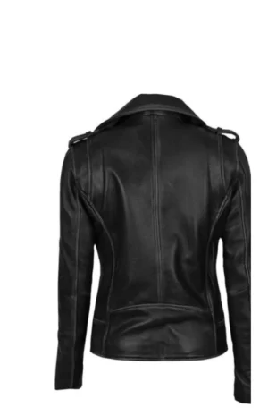Womens Black Leather Motorcycle Jacket