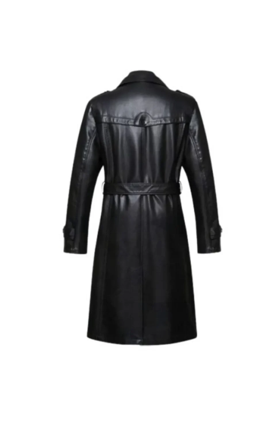 Sheepskin Men Long Leather Trench Coat