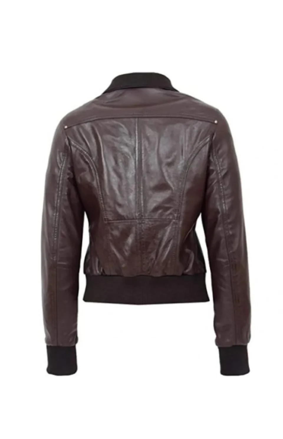 Women’s Brown Leather Bomber Jacket
