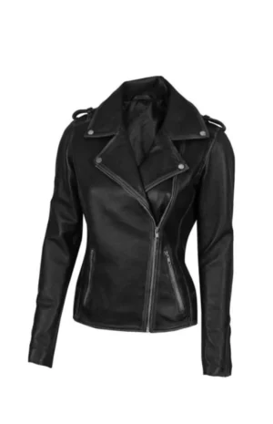 Womens Black Leather Motorcycle Jacket