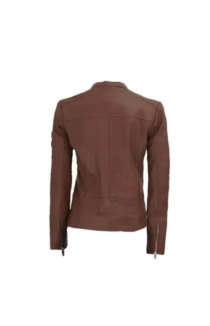 Women’s Maude Textured Brown Leather Jacket