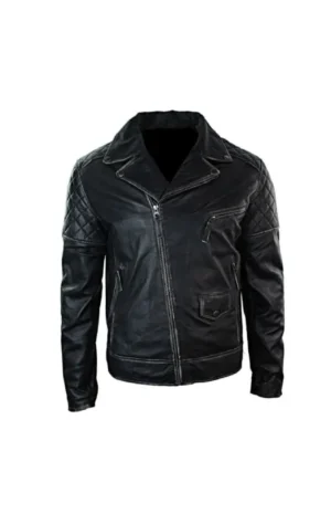 Men’s Distressed Biker Leather Jacket