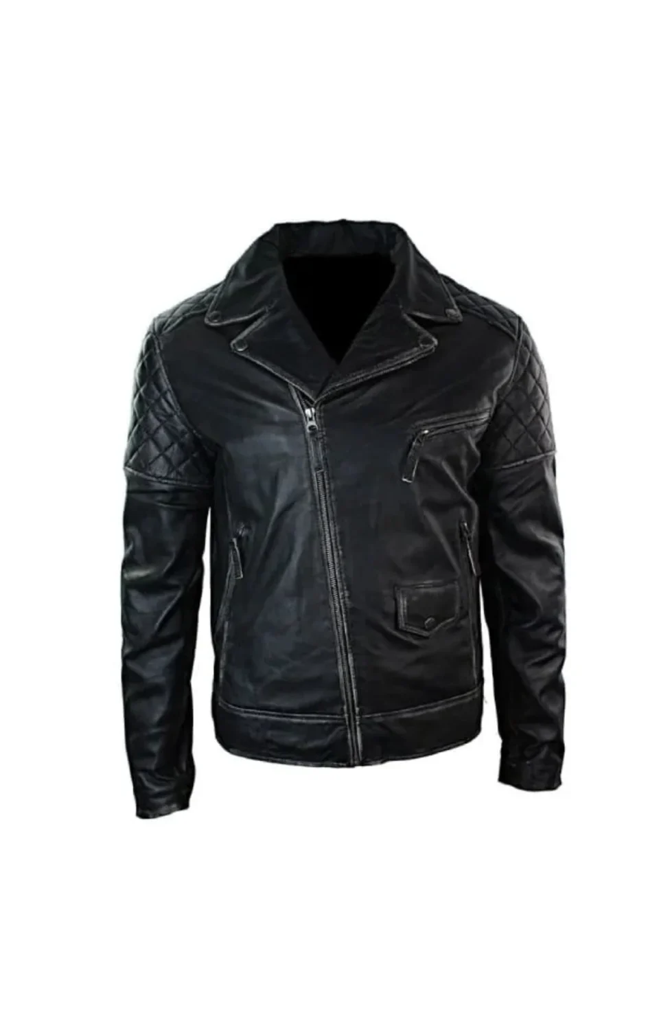 Men’s Distressed Biker Leather Jacket