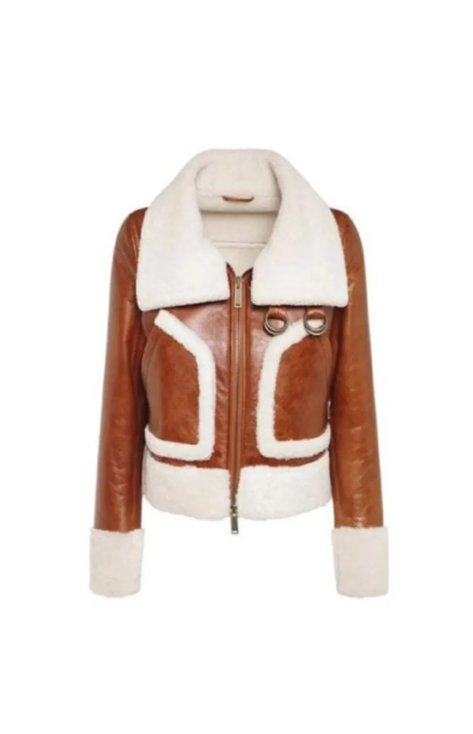 Womens B3 Shearling Brown Sheepskin Leather Jacket